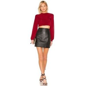 L'Academie Real Leather Mini Skirt